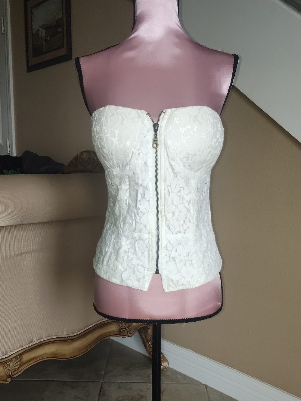 Say What? White Textured Strapless Bustier Top